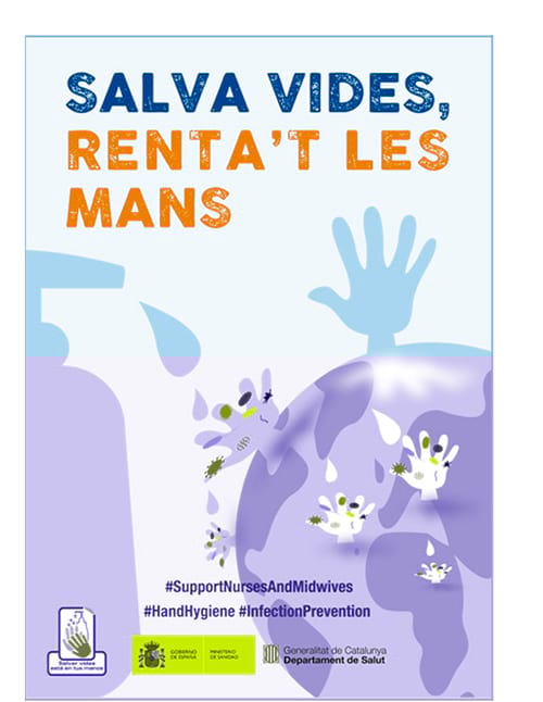Cartell "Salva vides, renta't les mans" (any 2020)