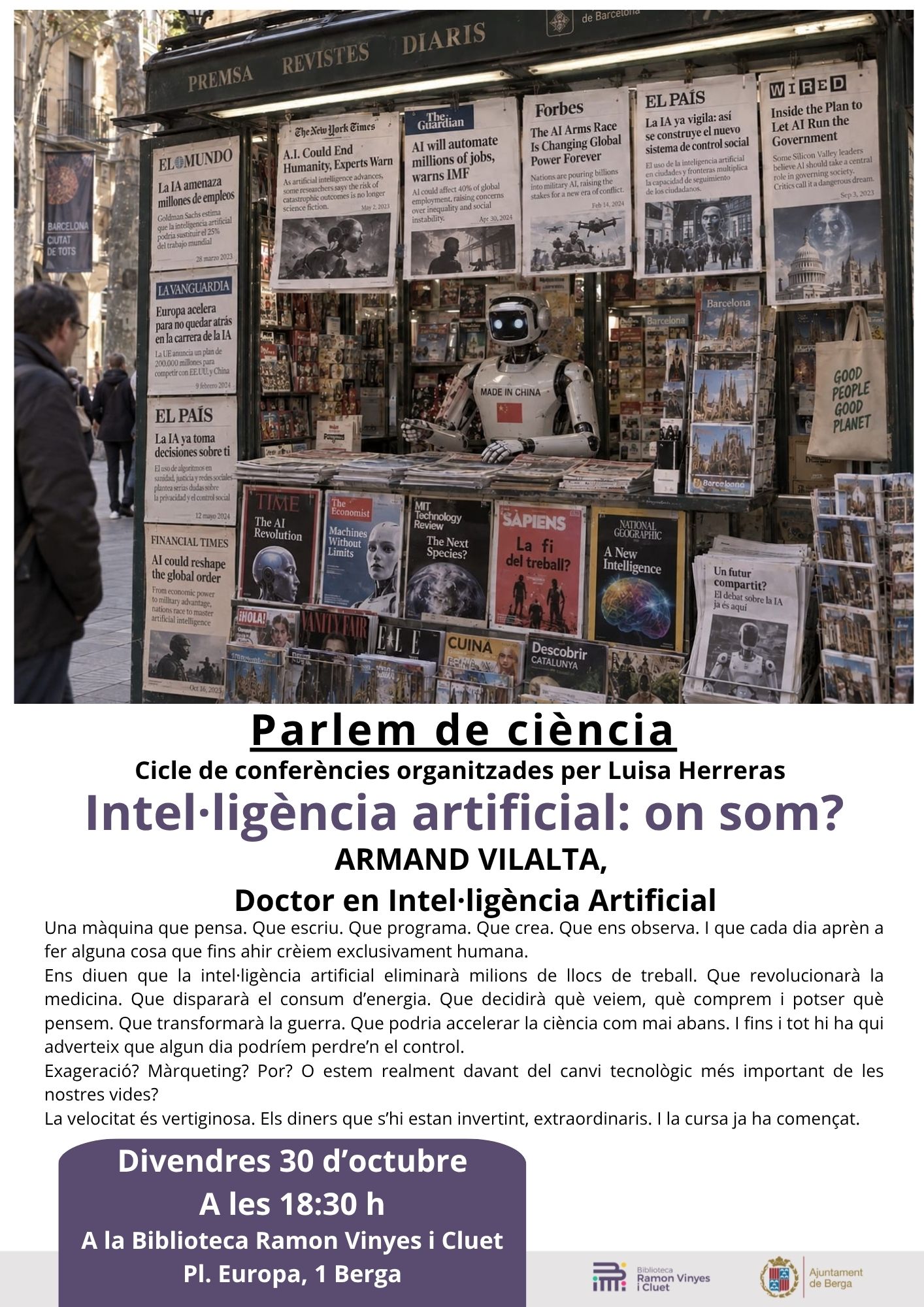 CONFERÈNCIA PARLEM DE CIÈNCIA: INTEL·LIGÈNCIA ARTIFICIAL: ON SOM?