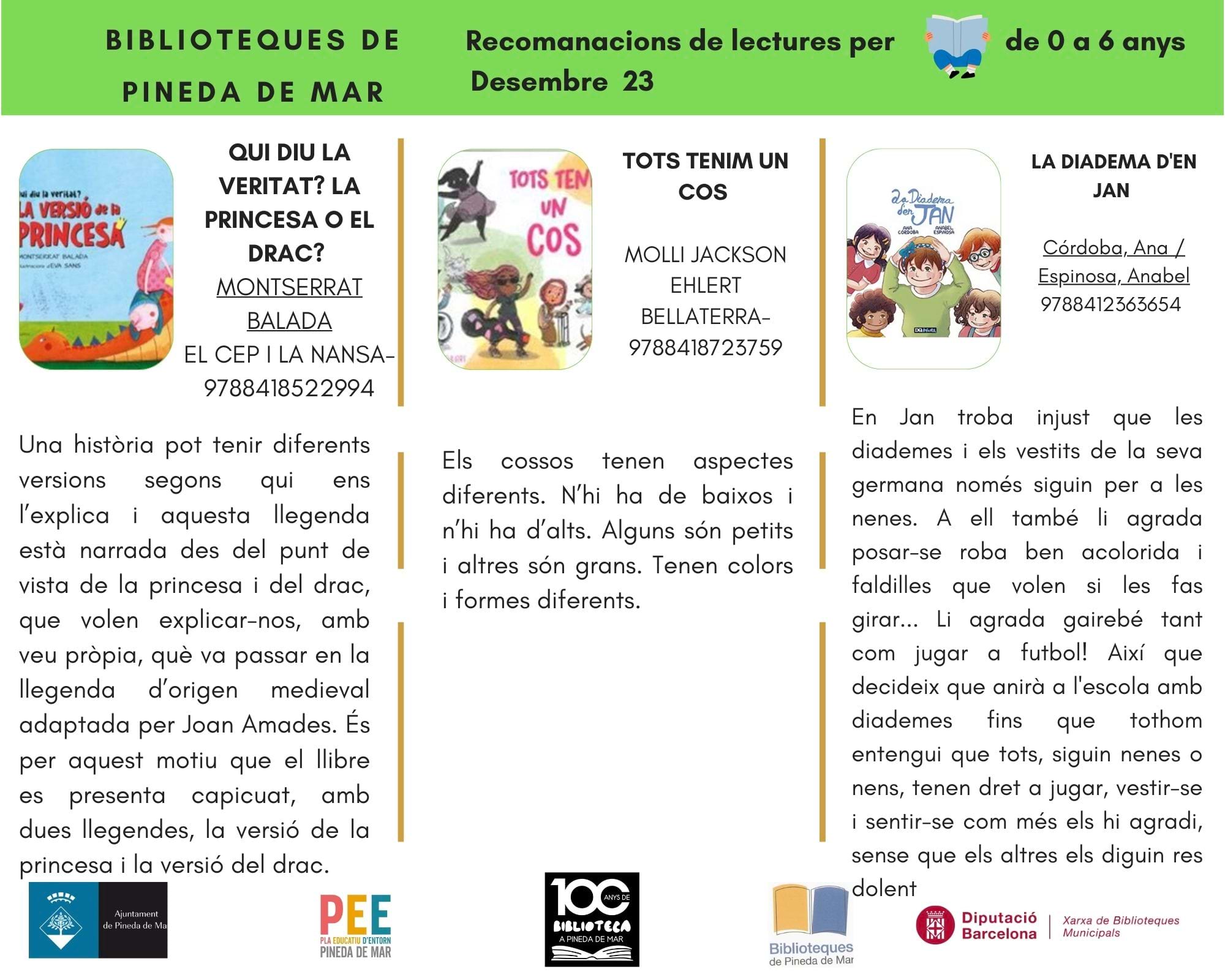 Recomanacions de desembre de llibres per infants de 0 a 6 anys