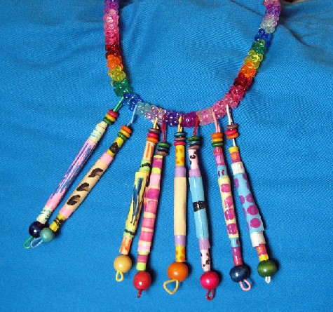 Painted paper beads necklace